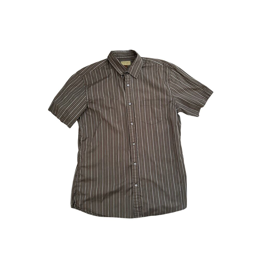 Sonoma Life & Style Men's Brown Striped Button Shirt Size Large
